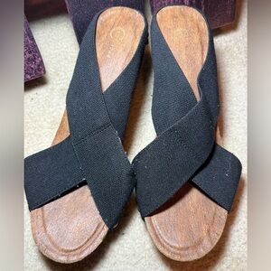 Cato C Est 1946 Wedge Sandals WOMENS SIZE 9 BLACK CHUNKY 2.5" CORK Heel PLATFORM